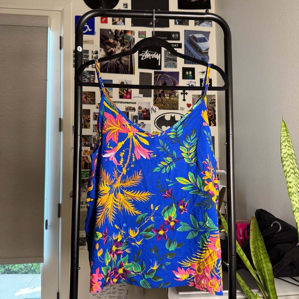 Cynthia Rowley Tropical Floral Camisole Size XL Blue